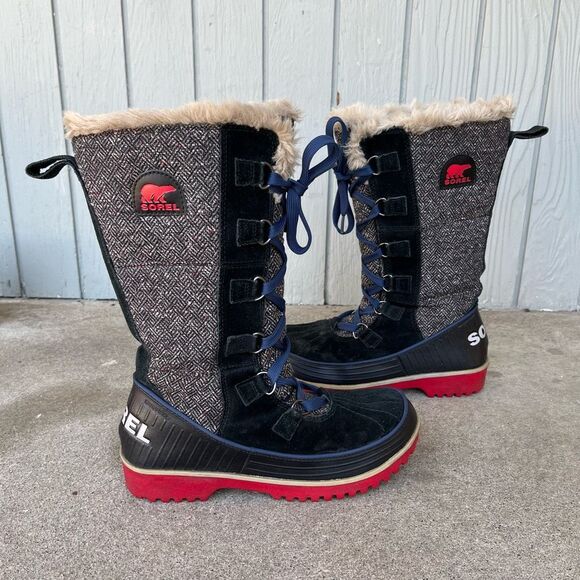 Sorel Tivoli High Herringbone Waterproof Fur Gray Boots Women's - SZ 8 - Picture 3 of 14